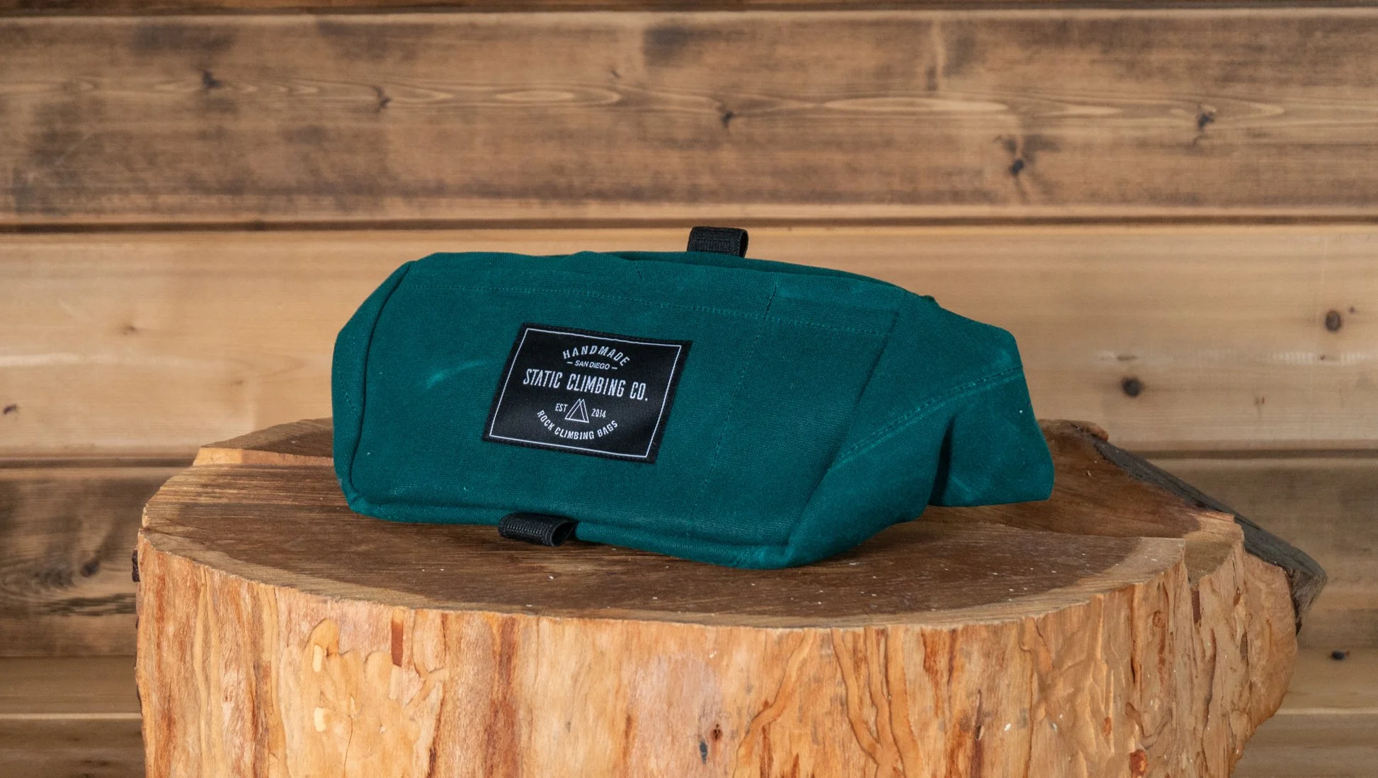 Waxed Canvas Chalk Bucket | EMERALD — △STΛTIC Climbing